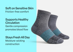 Compression Ankle Socks 20-30 mmHg - Gray/Teal Stripe
