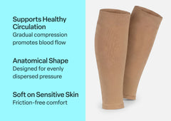 Compression Calf Sleeves Wide 15-20 mmHg - Tan
